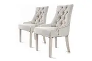2 Set Cream French Provincial Dining Chair Amour Oak Leg