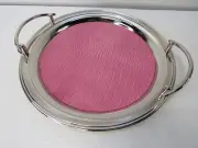 Vintage NOS Julia Knight Classic Silver Pink Leather Serving Tray