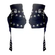 1pair Black Punk Rivet Short Gloves Women Hiphop Handsome Half-Finger Gloves