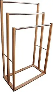 CARLA HOME Bamboo Towel Bar Holder Rack 3-Tier Freestanding for Bathroom. Towel Racks. Towel Rail Bathroom Accessory. Shower Hand Dish Towel. Towel Holder. Hand Towel Bar (Metal Holder)