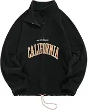 [ZAFUL] Quarter Zip Polar Fleece Sweatshirt Men's Vintage Stand-Up Collar Colour Block/Graphic/Letter Embroidered Long Sleeve for Autumn Winter Spring