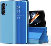 [YBROY] Case for Samsung Galaxy Z Fold5 5G, Mirror Plating Flip Case with Sleep/Wake Function, Folding Bracket, Intelligent Phone Case for Samsung Galaxy Z Fold5 5G Cover.(Blue)
