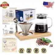 Deluxe Pour Over Coffee Set with Reusable Filter - Perfect for Home or Office
