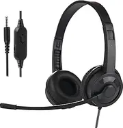 Ladont 2 Pack Kids Headphones with Microphone for Classroom School Student K-12, 3.5mm Jack Wired Headset with Microphone for Laptop Chromebook Computer PC-Black