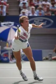 Swedish tennis player Stefan Edberg competing to reach the final M- Old Photo
