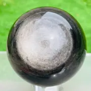 590g Natural Silver Obsidian Sphere Crystal Polishing Ball Specimen Healing