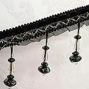 Fringe Trim，Curtain Tassels， 12 Yards Crystal Beaded Braid Beaded Pendant Tassel Trim Fringe Curtain Tassel Sewing Lampshades Decorative(Black)