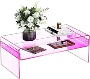 [solaround] Acrylic Coffee Table for Living Room, Acrylic Tables, 80 x 50 x 38 cm, Pink