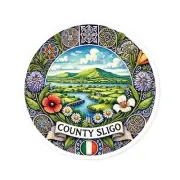 County Sligo Ireland Round Sticker, Indoor Outdoor Vinyl Decal, Laptop Sticker