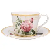 2pc Gibson Gifts Redoute Rose Fine China Tea Cup & Saucer Tableware Set 16cm