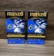 Maxell Blank VHS Tape T-120 2 Pack 6 Hours Premium Grade Sound Quality VCR New