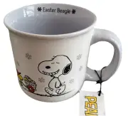 EASTER BEAGLE Peanuts Easter Snoopy & Woodstock 21 oz Ceramic Mug Purple Flowers