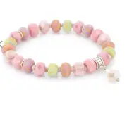 NEW JILZARA Handmade Clay Beads PINK SEA SALT Petite 6mm Glass Bead Bracelet