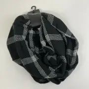 Modena Infinity Scarf Black and White Plaid