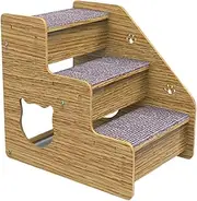 Bed Steps for Dogs - Sturdy 3-Step Pet Ladder, Non-Slip Wooden Stairs, Portable Dog Ramp | Secure Climbing Aid for Small, Medium Pets Comfortable Access Beds, Couches, Vehicles, Aging Dogs, Cats