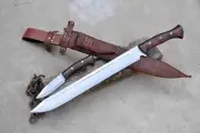 Handmade Carbon Steel Sword & Knife Full Tang With Leather Sheath For Hunting