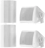 STUDIOFINIX 5.25 Inch 600 Watt Outdoor Speaker Outdoor Indoor Wall-Mounted Patio Deck Camper Garden, Patio, Restaurant Home, 2 Pairs (White)