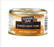 12 cans of CLOVER LEAF Flaked light Tuna Spicy Peanut Satay 85g each Canada