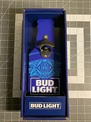 Bud Light Bottle Shaped Wooden Wall Mounted Bottle Cap Opener / Catcher - NEW