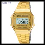 [CASIO CITY]CASIO STANDARD系列數位顯示復古方形經典金色電子錶A168WG-9WDF