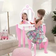 NNECW Kids Vanity Table & Stool Set with Mirror & Drawer