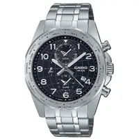 在飛比找ETMall東森購物網優惠-CASIO 卡西歐 世界時區鬧鈴黑面腕錶 MTP-W500D
