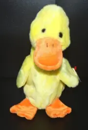 TY BEANIE BUDDY PLUSH QUACKERS 1998 THE YELLOW DUCK NEW W/TAG 10" RETIRED#BB533