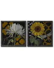 Ready2HangArt Gilt Slate Flora III/IV 2pc Wrapped Canvas Wall Art by Norman Wyatt (2) 12in W x 12in H NoColor