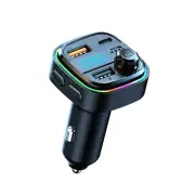 Bluetooth FM Transmitter with Type-C & USB 3.0 Charging + RGB Lights