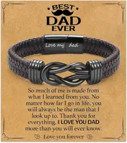 Morakot Gifts for Dad Son Grandson Boyfriend Husband, Cool Infinity Leather Bracelet for Him Birthday Christmas Anniversary Valentine's Day Present...