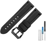 YCBFGAZATK 22mm 24mm 26mm Black Blue Red Army Green Watch Band Silicone Rubber Watchband Replacement Fit For Panerai Strap Tools Steel Buckle