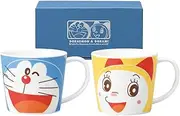 Kaneshotouki 070750 Doraemon & Dorami Pair Mug, New Face Mug, Size M, Approx. 9.5 fl oz (280 ml), Set of 2, Made in Japan