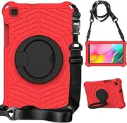 Tablet Case Cover Compatible with Samsung Galaxy Tab A 8.0 2019 Model SM-T290/T295 Case, Anti-Fingerprint Case Lightweight Shockproof Protective Cover Handle Kickstand/Shoulder Strap(Red)