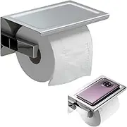 Toilet Paper Holder with Phone Shelf,304 Stainless Steel Brushed Nickel Bathroom Wall Mount Accessories Tissue Roll Dispenser Storage