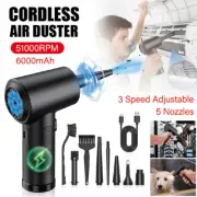 51000RPM Cordless Air Duster Portable Compressed Air Dust Blower Car PC Cleaner