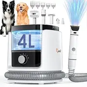 Rywell Dog Grooming Kit, 4L Dog Vacuum with 7 Grooming Tools for Shedding Thick & Thin Dogs Cats Pet Hair, 13000Pa Suction and 3- Layer Filtration System with Storage Bag