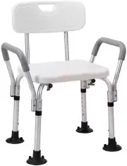 Shower Chair - Adjustable Height Bath Stool with Back - Non-Slip Bathroom Bench