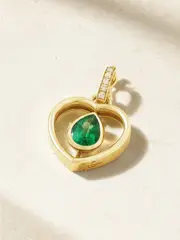 [Jenna Blake] Jenna Blake - Shadow Heart 18-karat Gold, Emerald And Diamond Pendant - Green - One size One size Green