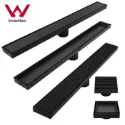 BLACK 100-900mm Tile Insert / Strip / Square Shower Grate Floor Drain Linear