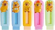 5pieces Capybara Pencil Eraser, Cute Retractable Rubber Erasers, Sliding Push Pull Capybaras Eraser, Writing Painting Drawing Aesthetic Erasers for School/Offices Supplies