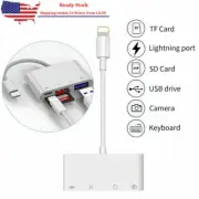 Portable 4in1 USB Camera SD TF Card Reader Adapter For iPhone iPod iPad IOS 11 ~