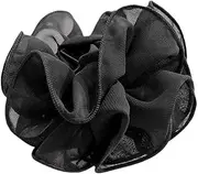 Black Hair Clip - Chiffon Claw Hair Bow, Large Size, Fabric Ribbon Flower Rose, For Women, Hair Accessories Clips and Barrettes