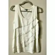 ANN KLEIN Women Top Sleeveless Ruffle Woman Blouse Size M Color Pearl