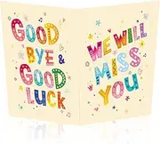 Giant Greeting Card Farewell with Envelope, Leaving Gift Card Coworkers Going Away Goodbye Card Retirement Card New Job Card Miss You Good Luck Card for Colleague Friends Gift (Yellow)
