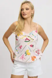 Pink Abstract Cami Top Sleeveless Cowl Neck - Size 16XL, Women's Cami