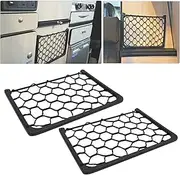 READY 2Pcs Car Elasticated Storage Magazine Net Rack Large Elastic Stowing Metal frame Nets For Caravan Motorhome Boat Camper Kitcar Truck Boot Tidy
