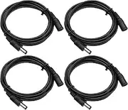 ANLINK 4 Pack 2M/6ft DC Power Extension Cable 5.5mm*2.1mm Male to Female Power Cord for CCTV Security Surveillance Camera, LED Strip, Router, 12V DC Power Supply Adapter and More (Black)