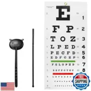 Eye Chart, Snellen Eye Chart Wall Chart, with Hand Pointer and Eye Occluder f