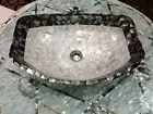 Rectangle Marble Counter Top Sink Mother of Pearl Overlay Work Wash Basin