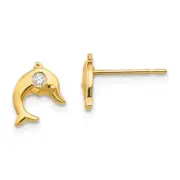 Madi K Kid's Earrings 14k Cubic Zirconia Children's Dolphin Post, 9 mm